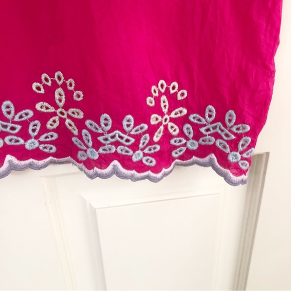 Johnny Was | Butterfly & Floral Embroidered Pink Short Sleeve Bellona Blouse - Picture 9 of 11